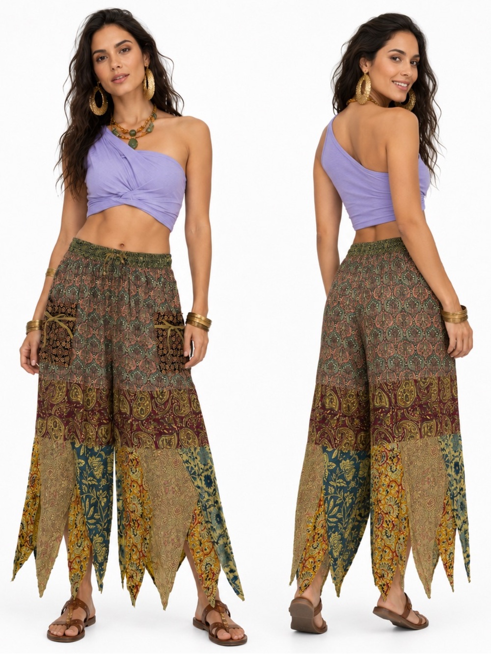 Hippie Forever Handmade Patchwork Handkerchief Pants Women SZ 1X Plus Fairycore